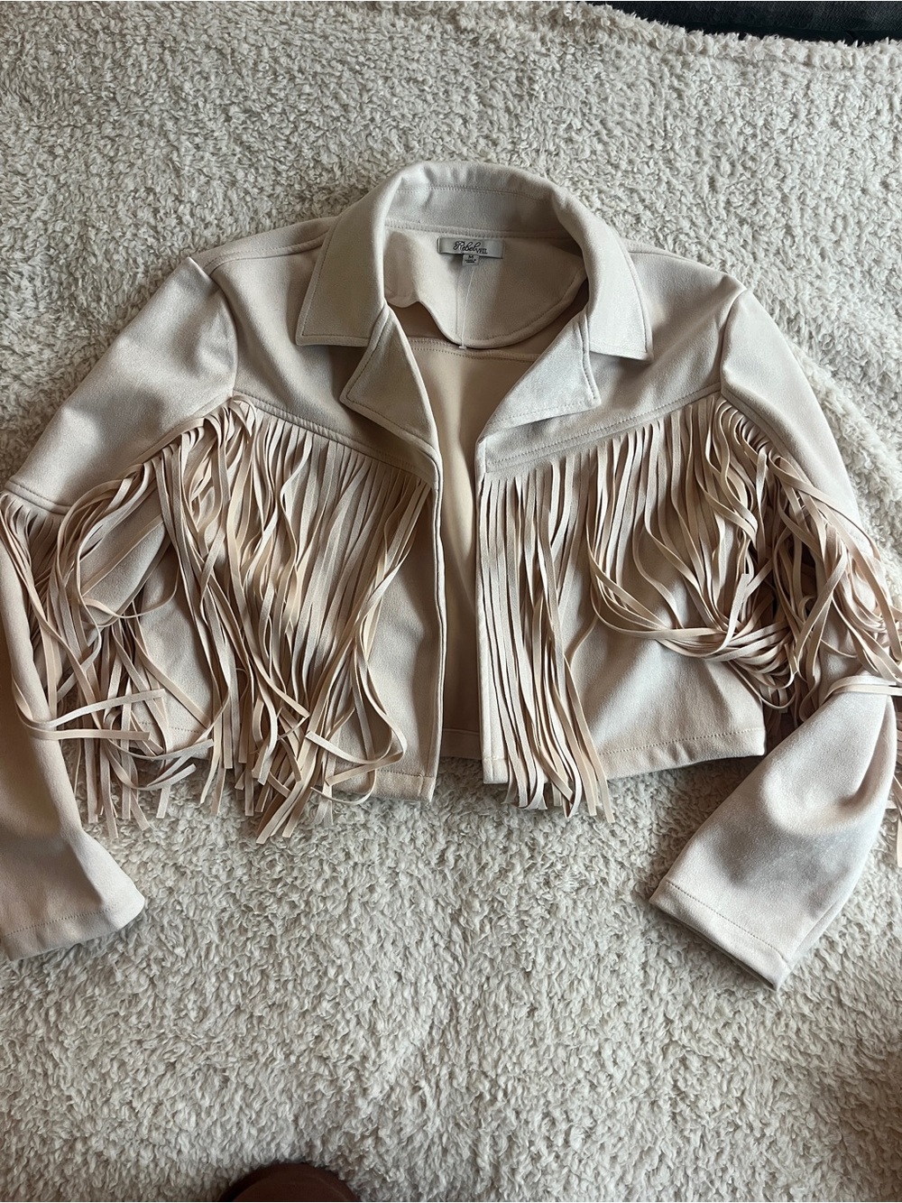 Fringe Crop Jacket in Cream